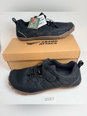 Men's Black Athletic Shoes with Brown Outsole